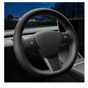 LKWLIKEI Nappa Leather Ultra-Thin Steering Wheel Cover, for Tesla Model 3/Y Steering Wheel Cover, Non-Slip Design and Interior Modification of car Accessories (Black)