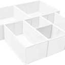 Criusia 6 Pack Clothes Drawer Organizer, Fabric Foldable Closet Dresser Drawer Organizer for Clothing, Bra Sock Underwear Drawer Organizer for Nursery Dorm Bedroom Organization (6 Bins, White)