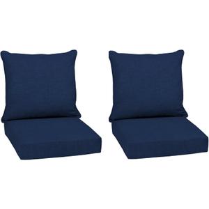 Arden Deep Seat Outdoor Chair Cushion Set (2-Pack), 24 in x 24 in, Weather-Proof, Rain-Proof, Fade Resistant Patio Cushion Set for Chair, Sofa, and Couch Sapphire Blue Leala
