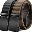 BULLIANT Men Belt-Reversible Ratchet Belt Stretchable for Gift Men Work Casual Golf 1 3/8"-Cut For Fit -2 In 1Belt (42"-46"Waist Adjustable, Black/Light Brown4713)