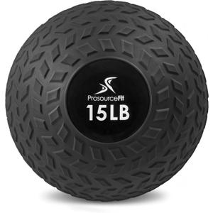 ProsourceFit Slam Medicine Balls 5, 10, 15, 20, 25, 30, 50lbs Smooth and Tread Textured Grip Dead Weight Balls for Strength and Conditioning Exercises, Cardio and Core Workouts 15LB