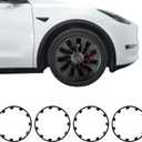 BASENOR 2024-2020 Tesla Model Y 21 Inch Wheel Rim Protector ABS Rim Guard Hubcap Curb Rash Cover (Proprietary Design) Protection Tire Trim Rings for Model Y Exterior Accessories