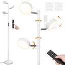 JUNNAI White Floor Lamp with Remote Tall Standing Lamps 30W LED Tree Floor Lamp with 3 Adjustable Heads Touch Control Timer 4 Color Temperatures Light Lamps for Living Room Office Bedroom Crafting