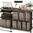 Faesun 50 Inch Large Record Player Stand with vinyl Storage, Walnut