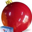 Inflatable Christmas Ornaments, 25" Oversized Outdoor Christmas Ball Ornaments, Holiday Yard Christmas Tree Decorations, Indoor and Outdoor Decoration Balls (25 inch, Coral Red)