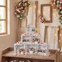 6 Pcs Rustic Wood Crates Cupcake Stand Decorative Wedding Cupcake Display Crates Stackable Distressed Food Risers for Buffet Dessert Table Display, Wedding, Birthday(Antique White)