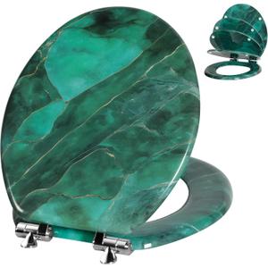 Angol Shiold Marble Slow Close Toilet Seat (Round, Dark Green)