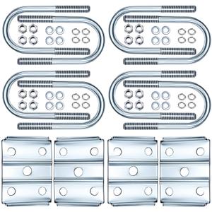 2 Set Trailer U Bolt Kits for 3500 lbs 2-3/8" Round Axle, 6-1/4" Long,1-3/4" Leaf Springs, Trailer Axle U Bolts Leaf Spring U-Bolt Kits