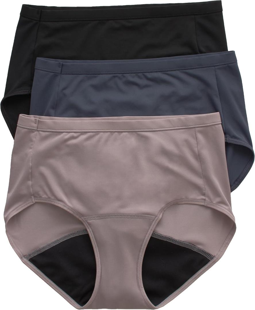 Hanes Women's Comfort, Period Underwear Pack, Light Leaks Period Panties, Light Protection Underwear, 3-Pack (9)