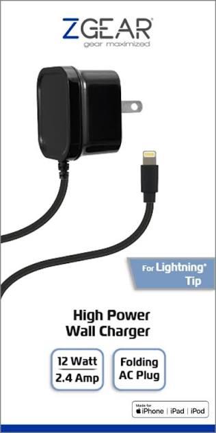 Zgear Fast Charge Wall Charger Lightning Tip