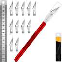 DIYSELF Craft Knife with 10 Extra #11 Blades, Precision Hobby Knife Set with Steel Ruler, Exacto Knife for Crafting, Polymer Clay, Pottery, Paper, Vinyl, Stencil & Model Making (Red)