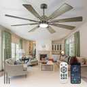 Depuley 60-Inch Ceiling Fan with Light: Farmhouse 8-Blade Wood Indoor Outdoor Fans with Remote App Control Dimmable Light - Ultra Quiet DC Motor Reversible 6 Speed Timer