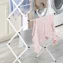 Whitmor Foldable Clothes Drying Rack: 3 Tier Laundry Drying Rack, Collapsible Drying Rack Clothing, Portable Space Saving Clothing Rack for Indoor Outdoor, 14.50" L x 29.625" W x 41.75" H, White, Large