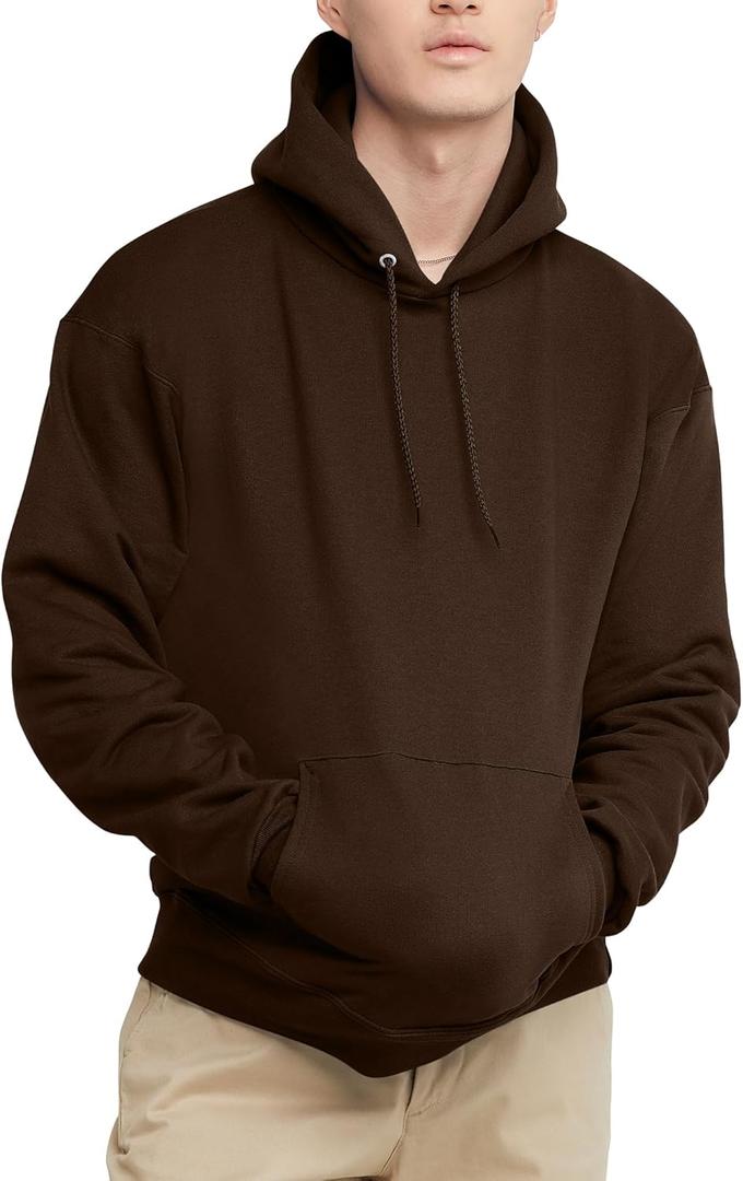 Hanes mens Ultimate Sweatshirt, Heavyweight Fleece Hoodie, Cotton Sweatshirt for Men (Brown, M)