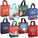 Aviski 8PCS Christmas Tote Treat Non-Woven Gift Bags with Handles for Gifts Wrapping Shopping, Xmas Party Supplies