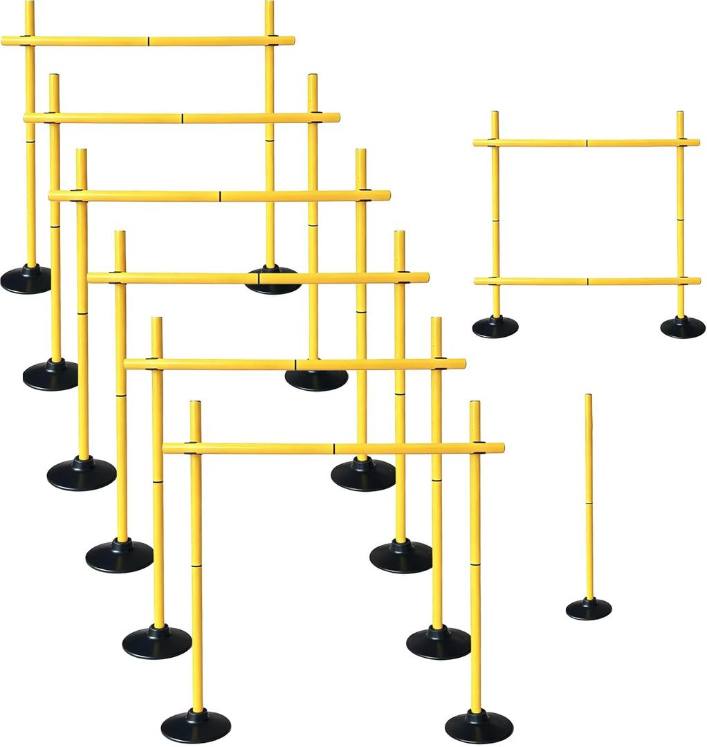 Adjustable Agility Hurdles, Soccer Training Poles, Dog Agility Jumps and Weave Equipment for Indoor and Outdoor Use, 2.6 FT