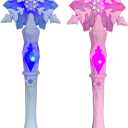 Light Up Frozen Snowflake Wand with Sound, Magic Wand for Kids Girls Princess Birthday Party (Motion Sensitive) Costume Accessories 2 Pieces (Pink/Blue)