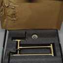 Fransiton Brushed Gold Pot Filler, Pot Filler Faucet Wall Mount, Brass Folding Stretchable with Double Joint Swing Arm Single Hole Two Handles Kitchen Restaurant