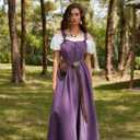 Scarlet Darkness Renaissance Dress Women Lace Up Cottagecore Sleeveless Long Dress Medieval Costume (Purple, S)