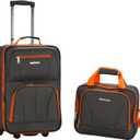 Rockland Fashion Softside 2 Piece Luggage Set, Expandable, (14" Tote/19" Upright), Charcoal