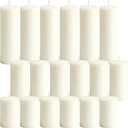 Ivory White Decorative Pillar Candles Bulk Set, 2 x 3/4/6 Inch, 18 Pack Dripless Smokeless Unscented Long Burning Candles for Weddings Engagement Spa Home Party Events Ceremony
