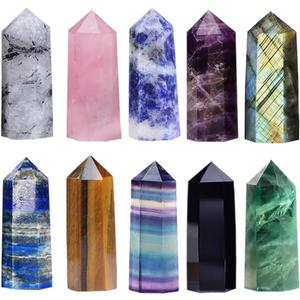 Natural Stone and Crystals Point Wand Reiki Healing Stone Rose Quartz Amethyst Home Decor Mineral Stones Crafts Crystal Amethyst Point 4-5cm 10pc