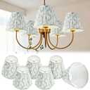 VIHOSE 6 Pcs Pleated Chandelier Lamp Shades 3" Top x 5.5" Bottom x 4.7" Slant Small Lampshades Clip on Bulb Classic Pleated Style Bulb Covers for Wall Sconces Pendant Lighting(Green Floral)