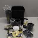 Bathroom Accessories Set - Gorgeous Black Bathroom Set, 10PC Bathroom Accessory Set, Toilet Brush, Trash Can, Qtip Holder & Soap Dispenser