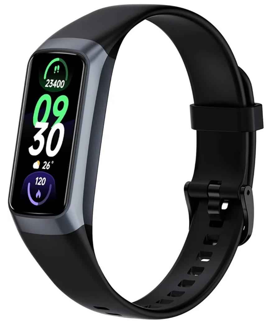 Fitness Tracker Activity Tracker Smart Watch 1.10''AMOLED Touch Color Screen,Smart Watch with 24/7 Blood Oxygen Heart Rate,Sleep Monitor,IP68 Waterproof,Step Counter Health for Women Men (Black)