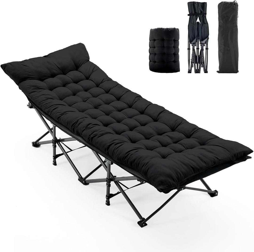 OLIXIS Foldable Camping Cot with Pad, Heavy-Duty Portable Bed