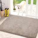 PURRUGS Dirt Trapping Door Mat 34" x 59", Non-Slip Machine Washable Entryway Rug, Dog Doormat, Indoor Front Door Mat, Super Absorbent Entry Rug for Muddy Shoes & Paws, Taupe
