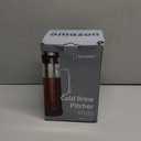 BrewMOO- Airtight Cold Brew Coffee Maker Pitcher, 1.0L/34Oz Thick Glass Carafe with Filter, Comfort Sturdy Handle & Wide Spout, Non-Slip Base | Iced Tea Maker (Black)