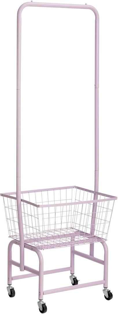 ALIMORDEN Laundry Cart with Clothes Rack, Rolling Laundry Butler with Wire Storage RackPurple