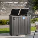 EAST OAK 62 Gallon Outdoor Trash Can | Waterproof Resin Garbage Can with Recycle and Garbage Labels | Secure Bag Lip Lock and Drip Tray | Outside Trash Bin for Patio | Kitchen, Backyard or Deck | Gray