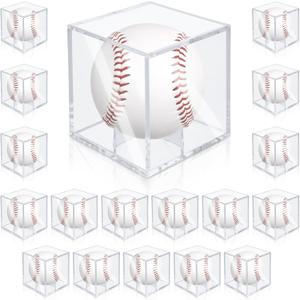 18 Pack Baseball Display Case,UV Protected Acrylic Boxes for Display, 3.15in Autographed Baseball Clear Display Case Cube, Baseball Display Case for Memorabilia Baseball for Official Size Ball