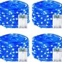 4-Pack 50 LED Christmas Fairy Lights Battery Operated with Timer, 16FT Waterproof Starry String Lights Outdoor Indoor Cuttable Fairy Lights for Bedroom Home Wedding Party Christmas Decoration (Blue)