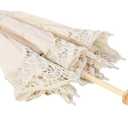 TOPINCN Embroidery Parasol Handmade Lace Flower Bride Umbrella Wedding Bride Photography Umbrella(L-Beige)