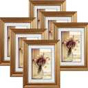 MEBRUDY 4x6 Picture Frames (Gold, 6 Pack), Display Pictures 4x6 with Mat or 5x7 Without Mat, Photo Frames for Wall Mount or Table Top