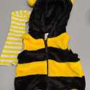 Newborn Baby Halloween Costumes Bee Costume Zipper Hooded Sleeveless Romper Stockings Infant Halloween Costumes (0-6 Months)