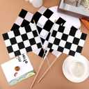 3 x 2pcs 8x11 Inch Checkered Flags, Black and White Checkered Racing Stick Flag with Spear Top Reusable Flag for Kids Birthday Theme Party Sport Events Decorations Supplies