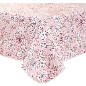 Heavy Duty Vinyl Tablecloth with Flannel Backing Waterproof Oil-Proof Plastic Table Cloth Stain-Resistant Wipeable Rectangle or Square Table Cover for Indoor and Outdoor (Red Flower60x102 Inch)