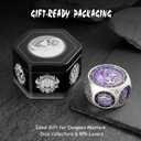DNDND Unique Spinner DND Dice, 8-in-1 Hexagonal Metal DND Dice with Dual D20 Monster Themed Dice Set for DND Dungeons and Dragons, Dungeon Masters with Collectible Gift Tin (Silver with Purple)
