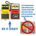 Flat Low Profile Guitar Patch Cable 8 inch for Effects Pedals, S-Shape, 1/4 inch Right-Angle, White, 3-Pack