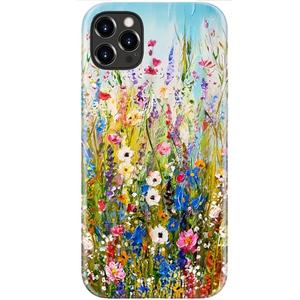Goodon for iPhone 12 Pro Max Case Cute - Wireless Charging Compatible - Dual-Layer Hard Shell + Silicone Cover - Protective Phone Case with Trendy Designs for Women - Wildflowers Painting