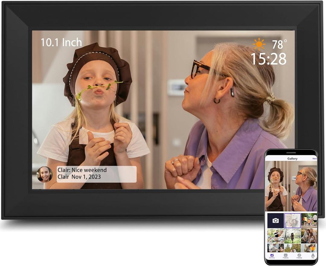 Digital Picture Frame,10.1Inch WiFi Digital Photo Frame Electronic Picture Frame with 1280x800 IPS Touch Screen,Auto-Rotate,Easy to use Load from Phone Share Pohto/Video is Best Gifts for Anyone
