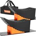 OULEME Curved Leveling Blocks, Raised Tire Change Ramp, for RV Camper Travel Trailer, Fits Dual Axle Tandem Wheel Aid Changing, Lift up to 6", Comes with Chock and Rubber Mat (2 Pack)