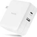 Philips iPhone Charger Fast Charging, 60W USB C 2-Port USB C Charging Block, Foldable Fast Wall Charger for iPhone 16 Series, 15 Series, iPad Pro, White DLP2607Q/37
