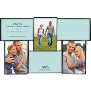 MCS Front-Loading Collage Picture Frame With 6 Openings, 4 x 6, Black (Rectangular)