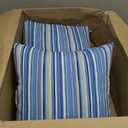 Greendale Home Fashions Outdoor 17-inch Square Decorative Throw Pillow, 2-Pack, Steel Blue Stripe