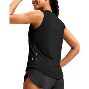 Sleeveless Workout Tops for Women Breathable Lightweight Athletic Running Tank Tops Active Tennis Yoga Shirts (Black_L)
